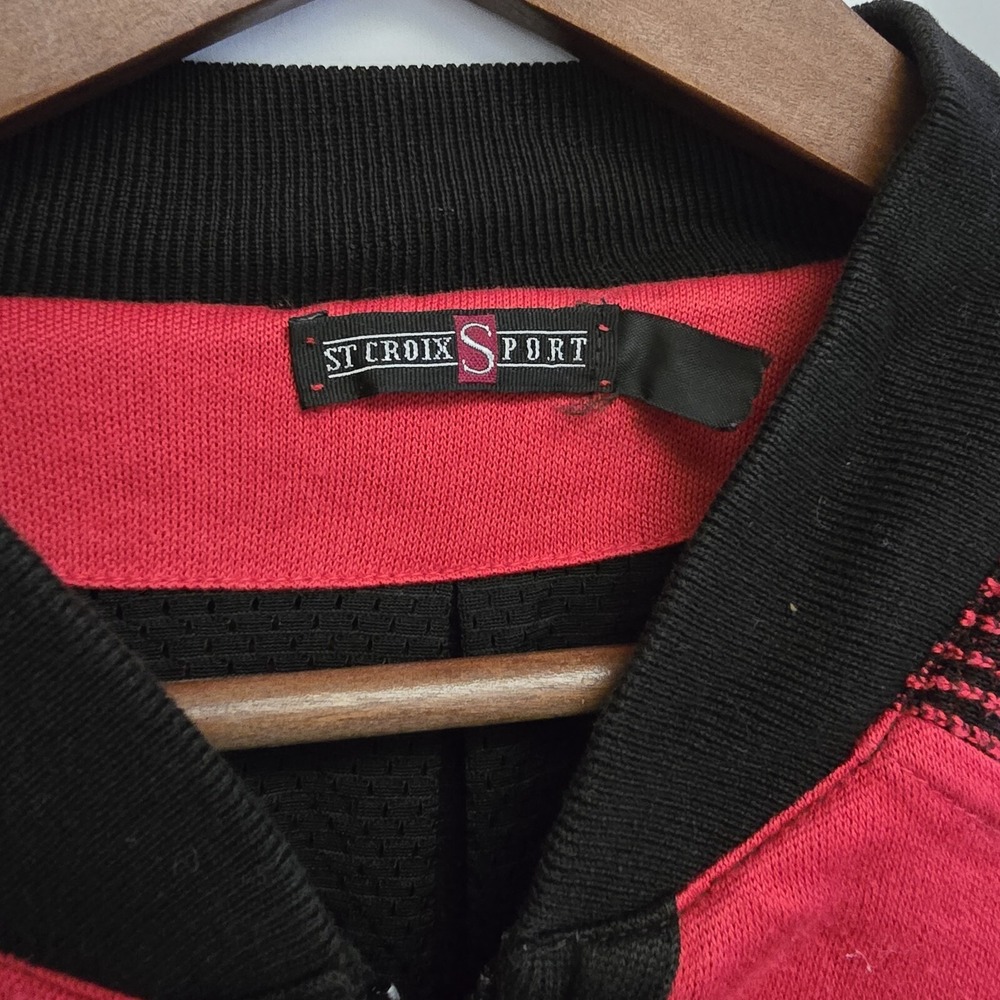 Vintage St. Croix Jacket With‎ Colorful Arm Tape Cocoon Coat Cotton Red 52" - Picture 4 of 6